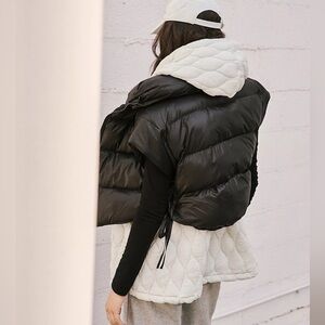 FP Movement Limitless Puffer Poncho Crop Black Vest Cute AF🔥